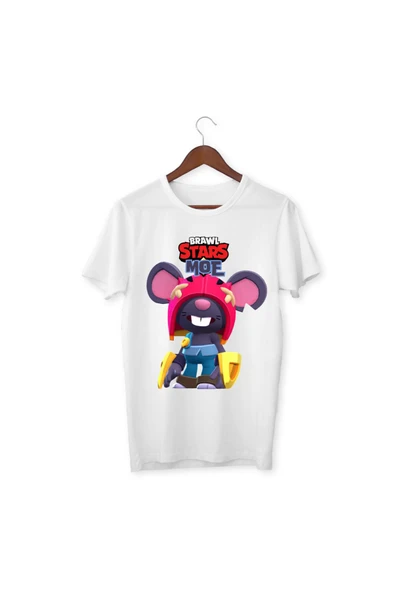 Brawl Stars Moe Çocuk Yetişkin Beyaz T-shirt Unisex Moe Tişört ürün görseli