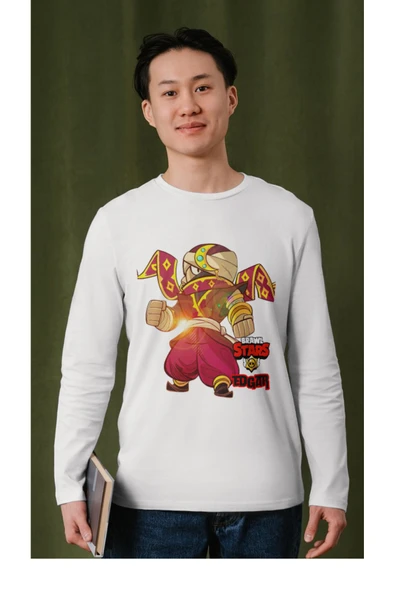 Brawl Stars Edgar Uzun Kollu Tişört Çocuk Yetişkin Beyaz T-shirt Unisex Çocuk Tişört - 3