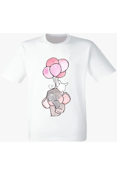 Tavşan Ve Fil Beyaz Tshirt