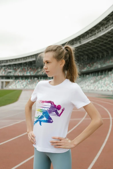 Yürüyüş-Koşu Bayaz Tişört Yetişkin/Çocuk Beyaz T-shirt - 2