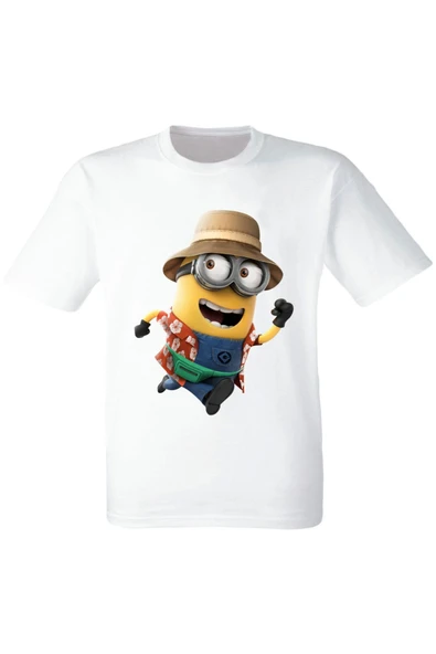 Minyonlar Stuart Baskılı Beyaz Tshirt