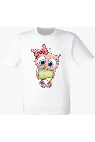 Baykuş Beyaz Tshirt ürün görseli