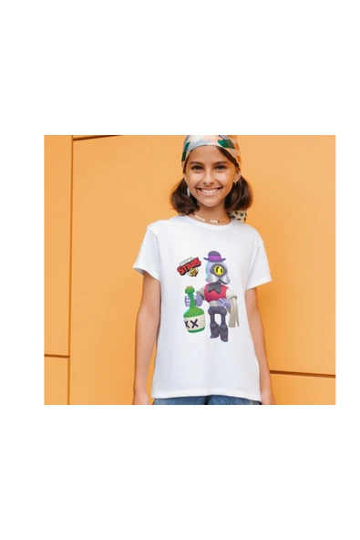 Brawl Stars Barley Tişört Barley Baskılı Çocuk Yetişkin Beyaz Brawl Stars T-shirt Unisex - 3