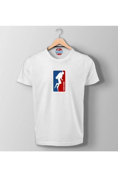 Unisex Scuba Diving Nba Baskılı Beyaz Tişört