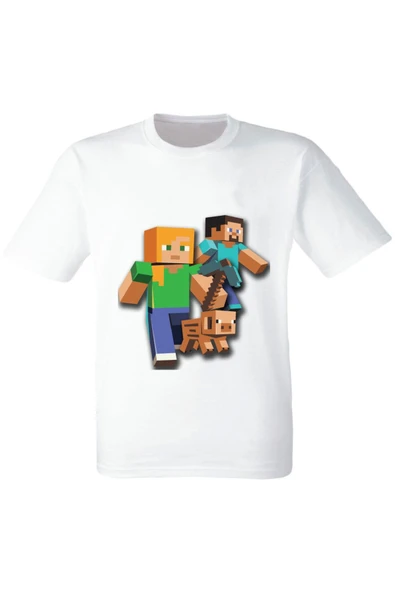 Minecraft Baskılı Çocuk Tshirt