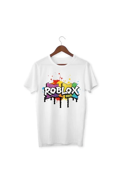 Roblox Tişört Çocuk Yetişkin Beyaz T-shirt Unisex Çocuk Tişört