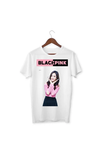 Jiiso Black Pink Baskılı Beyaz Tshirt