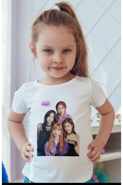 Black Pink Baskılı Beyaz Tshirt