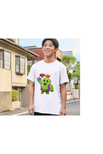 Brawl Stars Spike Tişört Yetişkin Çocuk Unisex Spike T-shirt - 3