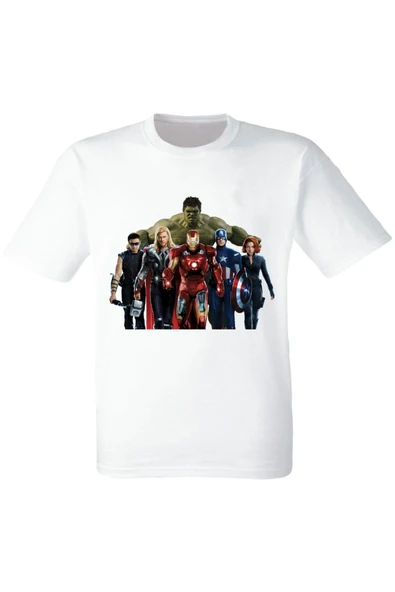 Marvel Yenilmezler Baskılı Beyaz Tshirt