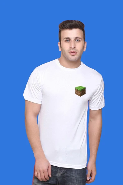 Toprak Blok Baskılı Kısa Kollu Beyaz Gamer Tişört - 4