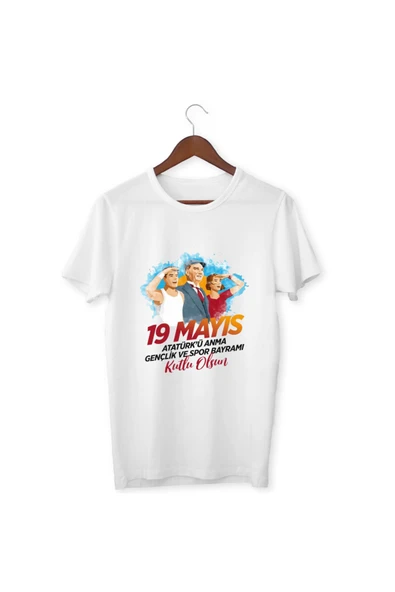 19 Mayıs Tişört Çocuk Yetişkin Beyaz T-shirt Unisex Çocuk Tişört ürün görseli