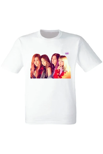 Black Pink Baskılı Beyaz Tshirt - 1
