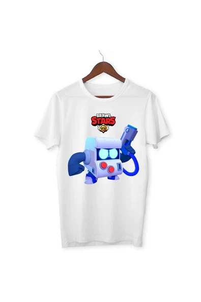 Brawl Stars 8-BIT Tişört Baskılı Çocuk Yetişkin Beyaz T-shirt Unisex Tişört