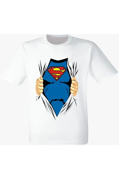 Superman Baskılı Beyaz Tshirt