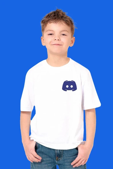 Discord Logo Baskılı Kısa Kollu Beyaz Gamer Tişört - 2
