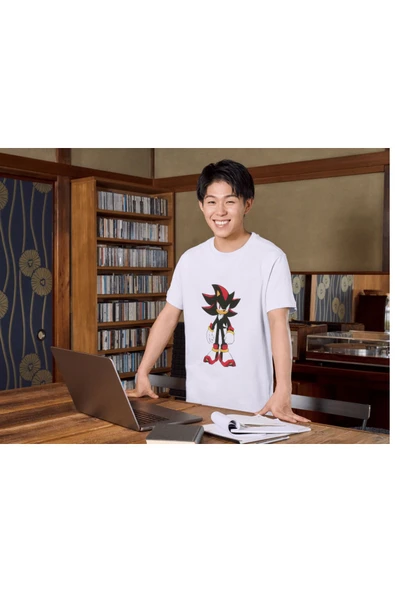 Siyah Sonic Tişört Sonic Baskılı T-shirt - Resim 3