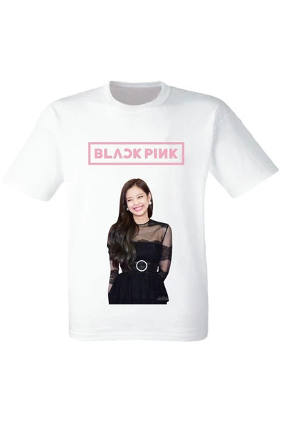 Blackpink - Jennie - Dijital Baskılı Çocuk Beyaz T-shirt
