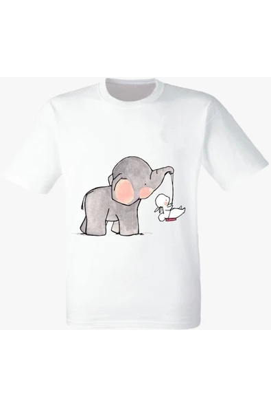 Tavşan Ve Fil Beyaz Tshirt ürün görseli