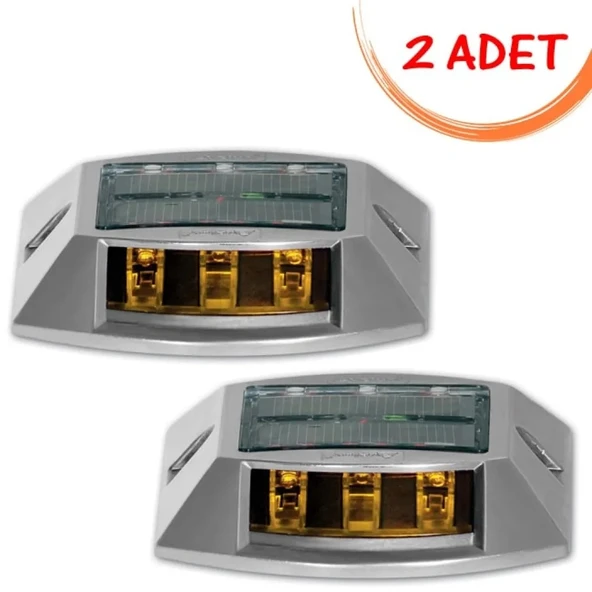 Evelux Solar Yol Butonu Güneş Enerjili Yol Butonu Trafik Ledli Solar Buton Sarı (2 ADET)