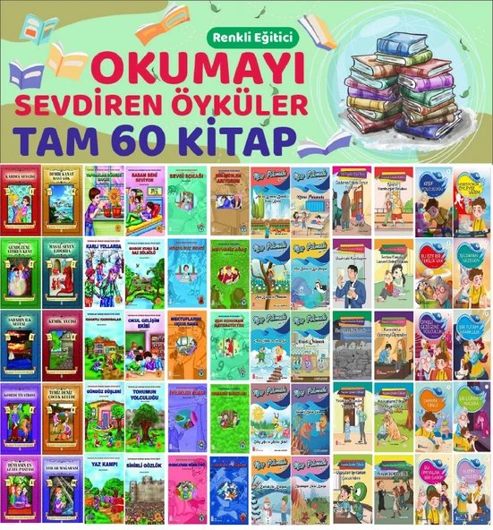 3.ve 4.Sınıflar İçin Renkli Eğitici Okumayı Sevdiren Hikayeler (60 Kitap) ürün görseli 1