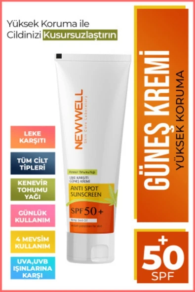 New Well Leke Karşıtı Güneş Kremi Spf 50+ 50 ML