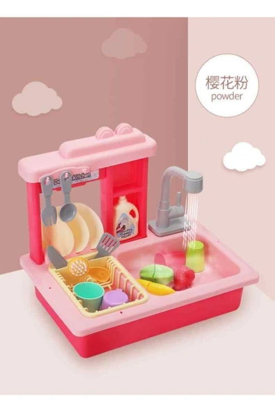 SUNMAN OYUNCAK Su Akıtan Pilli Mutfak Lavabo Oyun Seti Oyuncak (pembe) - 4