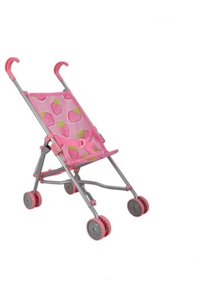 SUNMAN Pembe Çilek Baskılı Katlanır Baston Bebek Puseti Oyuncak