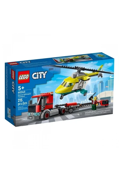 LEGO Grck 60343 Lego® City - Kurtarma Helikopteri Nakliyesi, 215 Parça, +5 Yaş Efsn