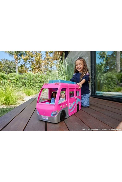 BARBİE Rüya Karavanı, 76 Cm Yüksekliğinde Ve Dönen Tekerlekli, 60'tan Fazla Aksesuarı Hcd46 - 2