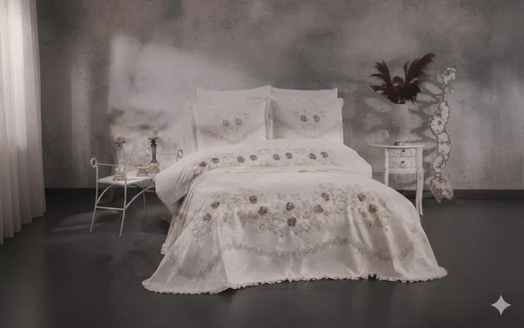 DANTEL CONSEPT 6 PRÇ ÇEYİZ SETİ FLOWER KREM ürün görseli 1