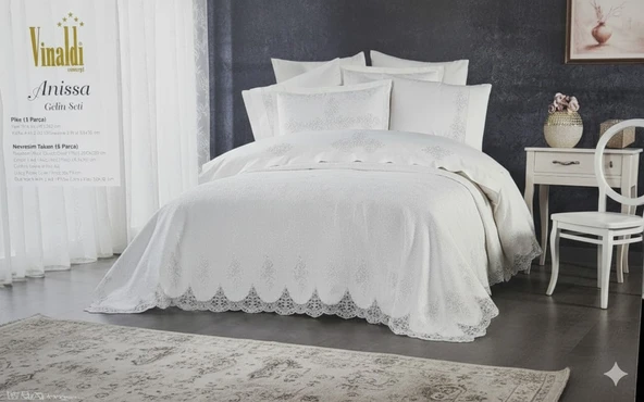 VNL 7 PARÇA GELİN SETİ ANİSSA KREM GÜMÜŞ ürün görseli