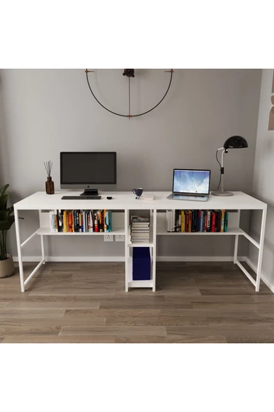 Deconode Fusion Çift Kişilik Raflı Çalışma Masası