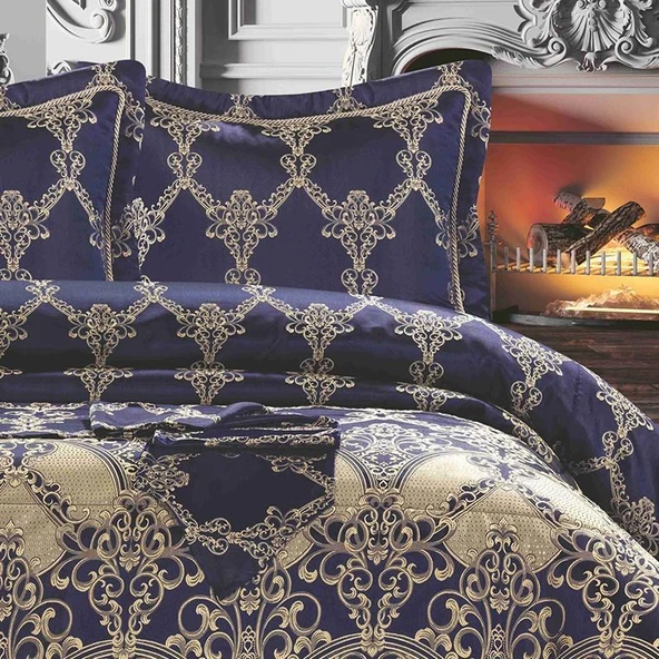 11 PARÇA  ÇEYİZ SETİ MAHİDEVRAN LACİVERT - Resim 4