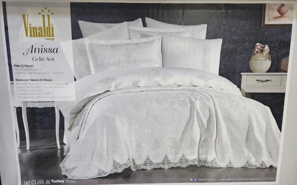 VNL 7 PARÇA GELİN SETİ ANİSSA KREM GÜMÜŞ - Resim 2