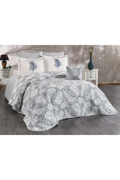 PALMİYE PİKE TAKIMI ÇİFT KİŞİLİK WEDDİNG 7 PARÇA GRİ - 2