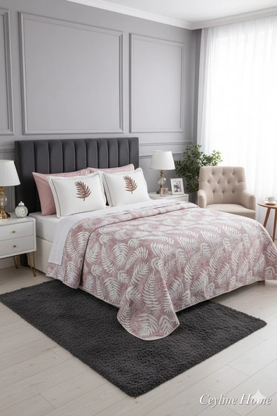 PALMİYE 7 PARÇALI GELİN PİKE TAKIMI ÇİFT KİŞİLİK KİREMİT ürün görseli