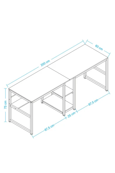 Deconode Fusion Çift Kişilik Raflı Çalışma Masası - 3