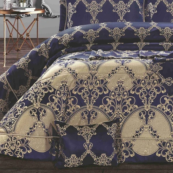 11 PARÇA  ÇEYİZ SETİ MAHİDEVRAN LACİVERT - Resim 2