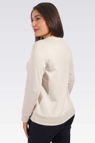 Tolga Saraçoğlu Minimalist Uzun Kol Kadın Sweatshirt - Günlük Rahatlık - 6