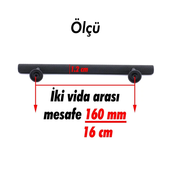 10 Adet Doruk Kulp Mobilya Mutfak Dolabı Çekmece Dolap Kulpları Kapak Kulpu Kulbu Siyah 160 mm Metal - 4