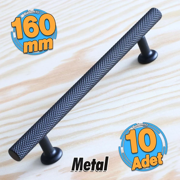 10 Adet Doruk Kulp Mobilya Mutfak Dolabı Çekmece Dolap Kulpları Kapak Kulpu Kulbu Siyah 160 mm Metal