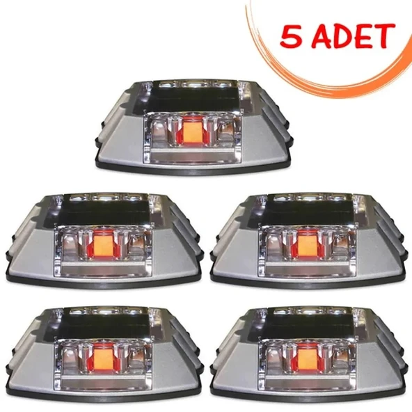 Yol Butonu Güneş Enerjili Ledli Güneş Enerjili Yol Butonu Solar Buton Kırmızı (5 ADET)
