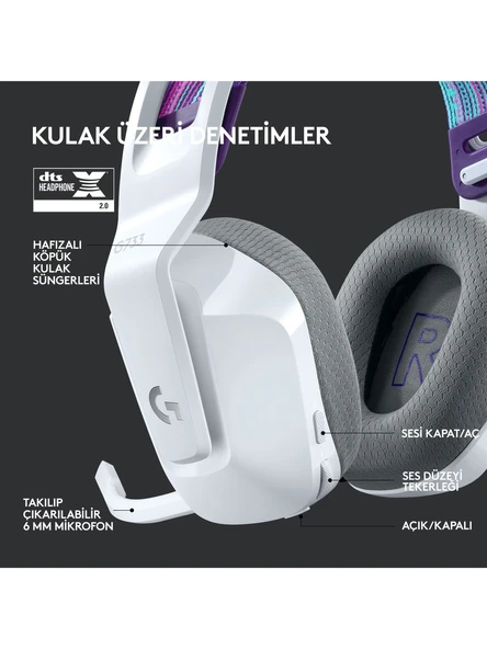 Logitech G733 Lightspeed Beyaz RGB 7.1 Kablosuz Kulak Üstü Oyuncu Kulaklığı - 5