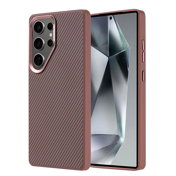 Galaxy S25 Ultra Kılıf M-safe Şarj Özellikli Karbon Fiber Görünümlü Zore Troy Kapak