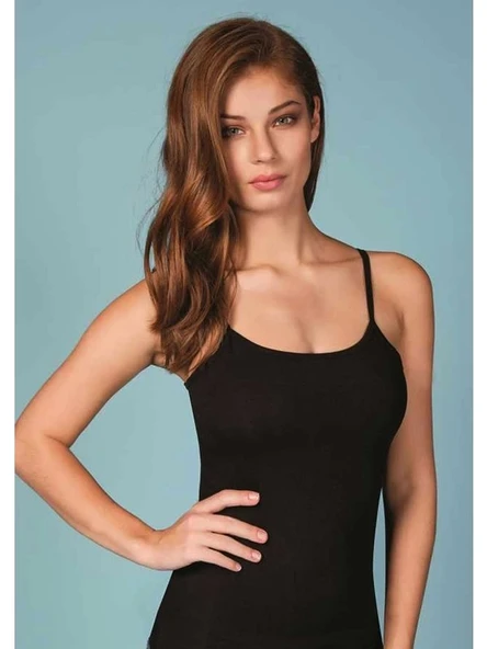 BERRAK 2128 BİYELİ İP ASKI ELASTAN ATLET SİYAH