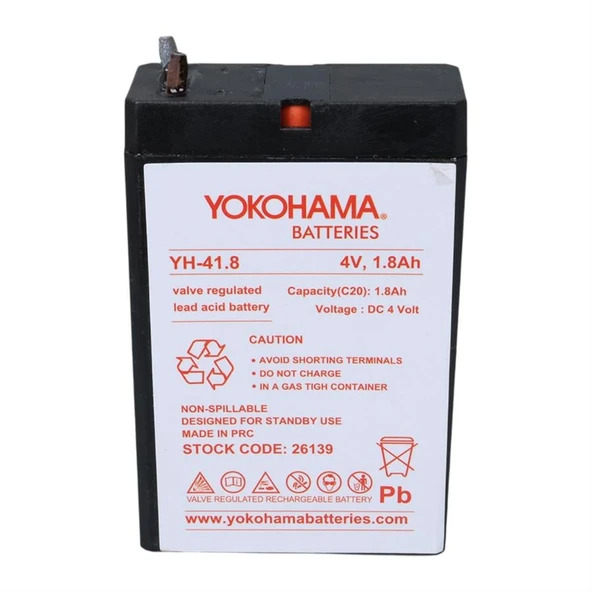 Ayt Yokohama YH-41.8 4 Volt 1.8 Amper Akü 50x76x22 mm Yeni Tarihli Taze Akü - 7