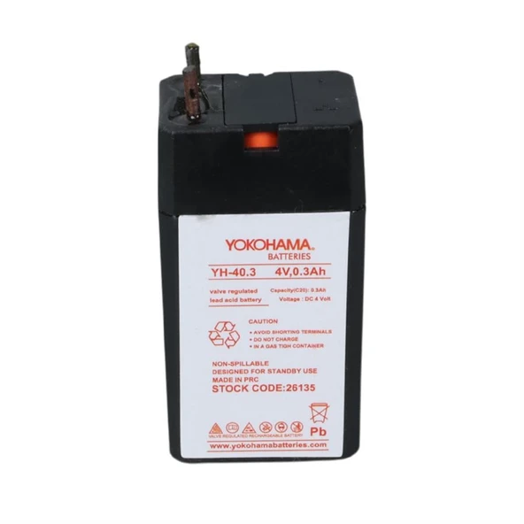 Ayt Yokohama YH-40.3 4 Volt - 0.3 Amper Akü 25.5x19.5x48 mm Yeni Tarihli Taze Akü - 7