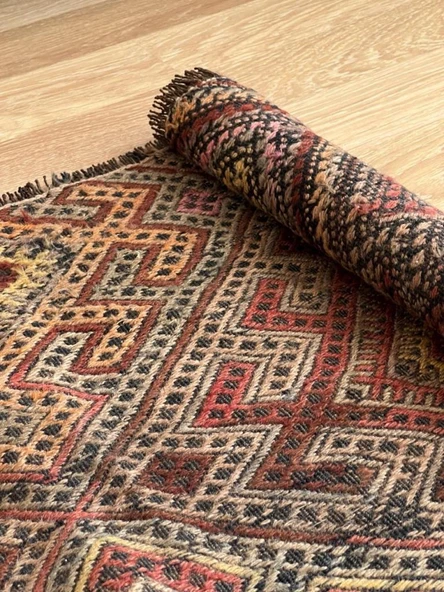 70x144 cm Küçük Boy El Dokuma Türk Kilimi, Akrep Motifli Vintage Kilim, Bohem Tarzı Benzersiz Ev Dekoru - 3