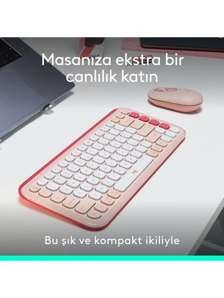 Logitech Pop Icon Combo 920-013077 Pembe Kablosuz Klavye Mouse Seti - 2